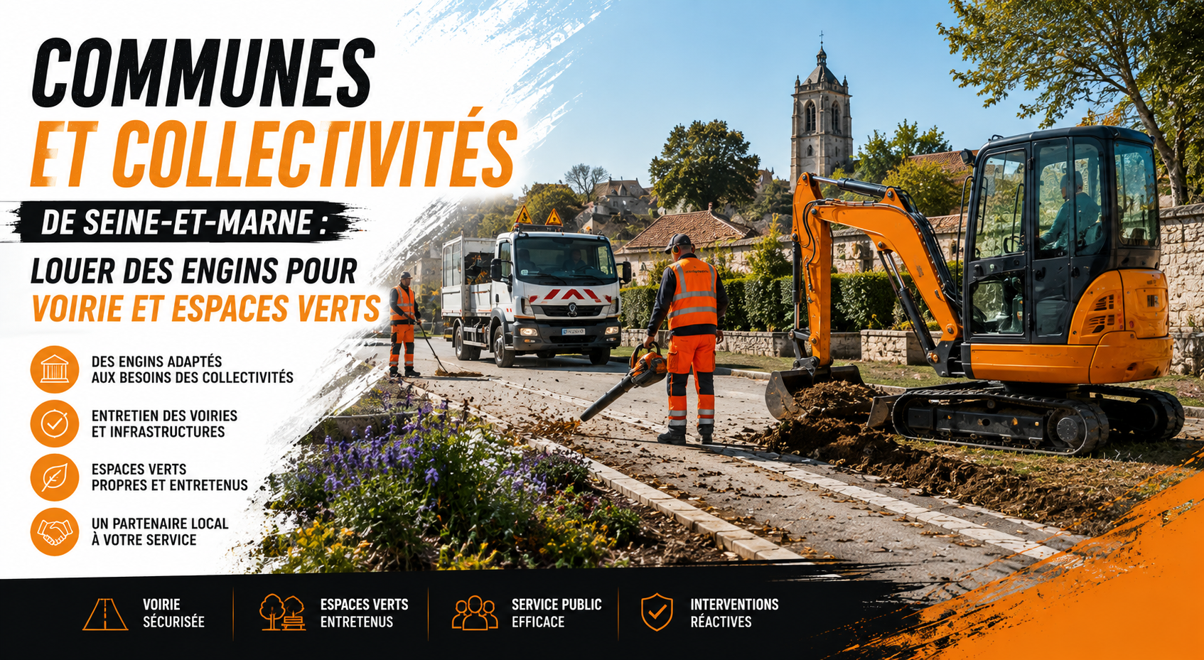 You are currently viewing Communes et collectivités de Seine-et-Marne : louer des engins TP pour la voirie et les espaces verts